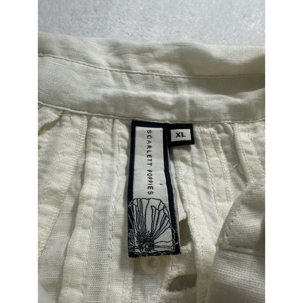 Scarlett Poppies Linen Blend Cut out Solara Dress Cream Size XL EUC Shirt Dress - Picture 5 of 8
